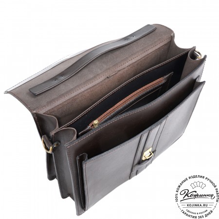 Мужской кожаный портфель "Премьер" (тёмно-коричневый)